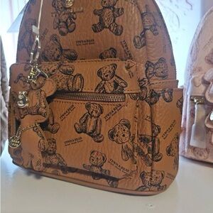 Teddy Bear Print Brown Backpack